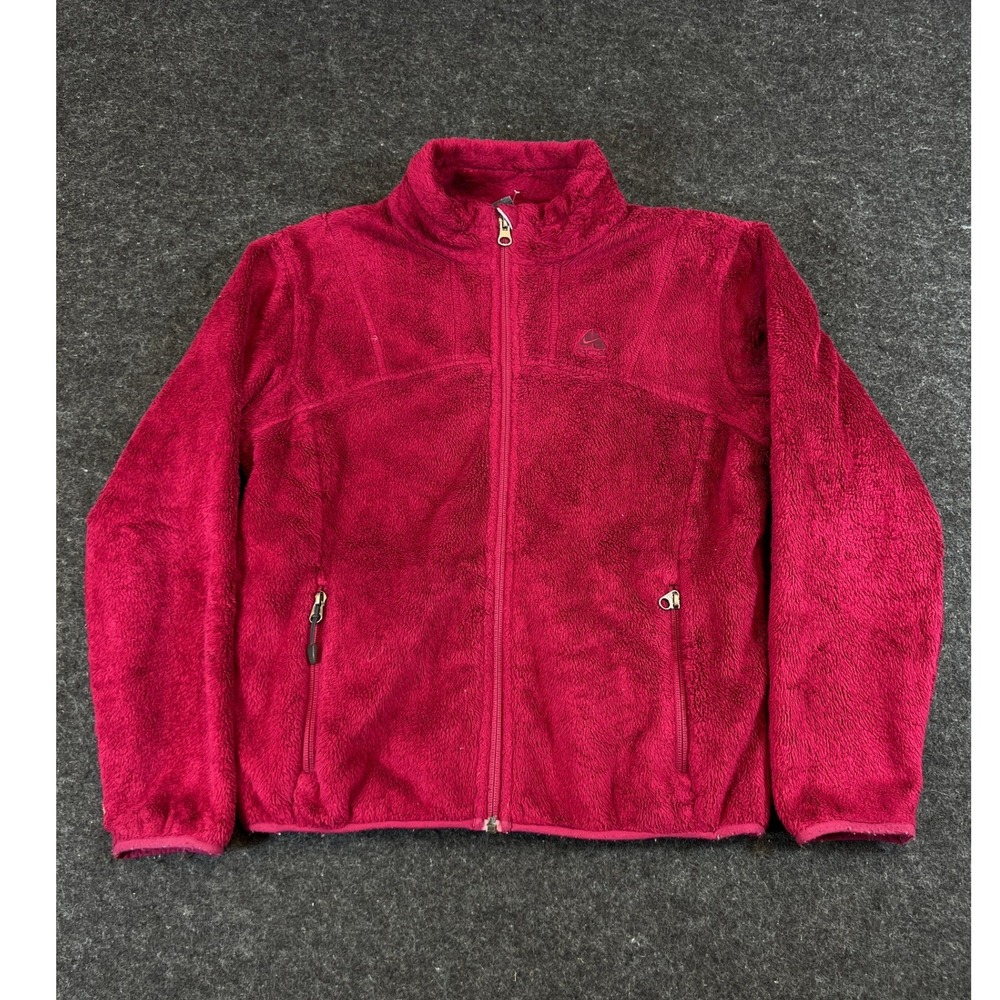 Nike ACG Fleece Jacket Womens L Pink Full Zip Mock Neck High Pile Cozy Outdoor